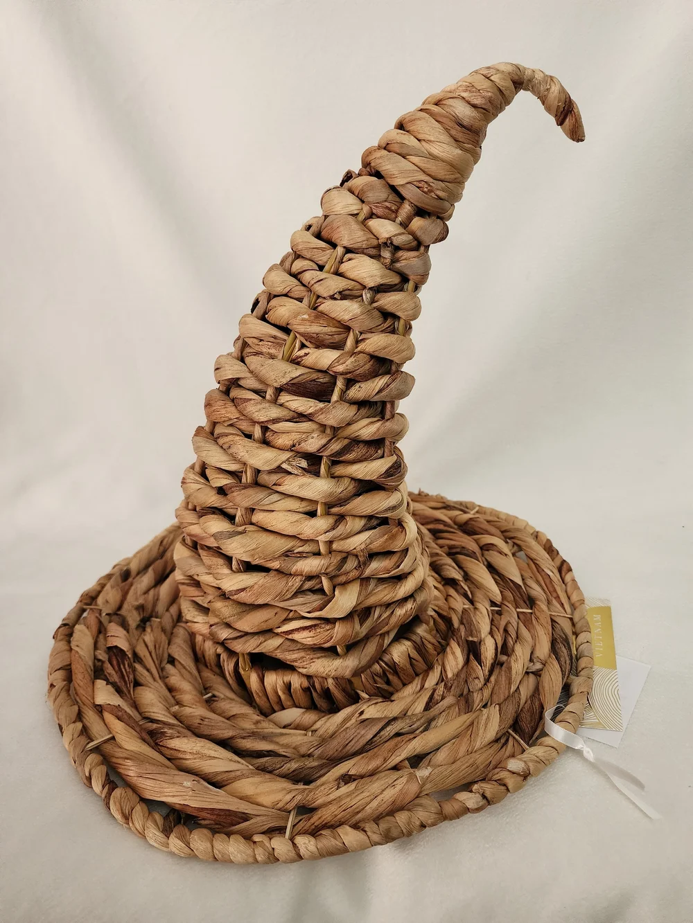 Handwoven Natural Straw Witch Hat - Home Accent